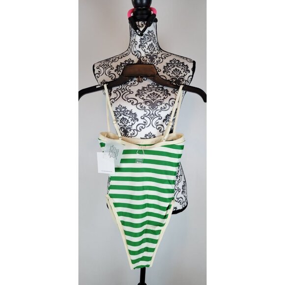 SAME Los Angeles Swim Womens One Piece ColorBlock Stripped Green XSmall - Picture 6 of 7